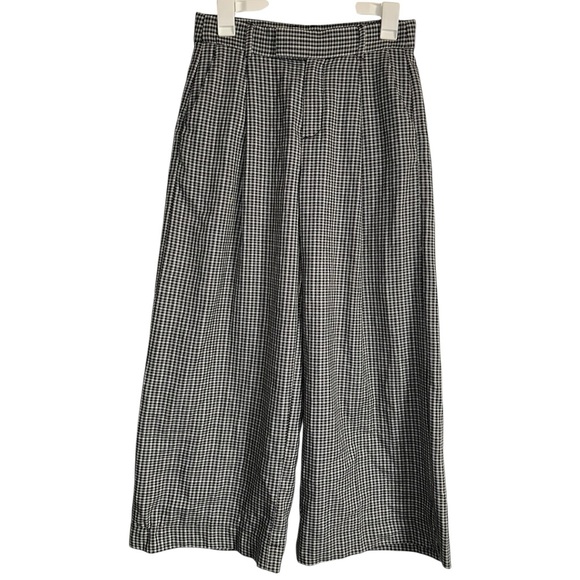 GAP Pants - Gap Houndstooth Plaid Black White Pleated Wide Leg Crop Dress Pants Size 4